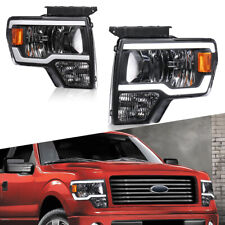 Pair Black LED DRL Headlights Front Lamps For 2009-2014 Ford F-150 Pickup picture