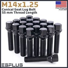 20x BMW Mini Black 14x1.25 Extended Lug Bolt 55mm Shank For 25-30mm Spacer picture