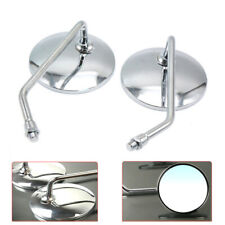 US STOCK 8mm L+R Chrome Motorcycle ATV Round Long Stem Strong Rear Side Mirrors picture