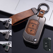 Zinc Alloy Leather Car Key Fob Case Cover For Jeep Wrangler JL Gladiator 2018+ picture