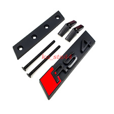 NEW RS4 Lettering Black Red Glossy Front Grille RS 4 Badge Emblem for Audi UK picture