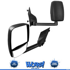 For 03-17 Chevy Express Savana Van Smooth Black Manual Tow Mirrors Pair picture
