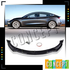 For 17-22 Tesla Model 3 Front Bumper Lip Body Kit Spoiler Splitter Piano Black picture