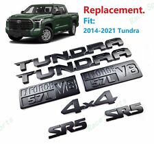 7PC Matte Black Door Tundra SR5 5.7L I Force V8 Rear 4X4 EMBLEM Tundra 2014-2021 picture