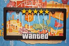 GTA Wanted Level License Plate Frame, 5 Stars, Matte Black Plastic Universal Fit picture