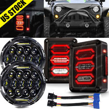 For Jeep Wrangler JK 2007-2018 7inch Piar LED Headlights +Tail Lights Assemblies picture