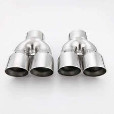 Pair 3 inch inlet Quad 3 inch out Dual Wall Round Stainless Steel Exhaust Tips picture