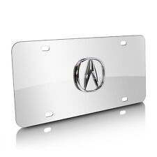 Acura 3D Logo on Chrome Stainless Steel Metal Auto License Plate picture