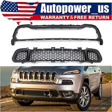 2014-2018 Front Lower Bumper Cover Grille + Molding Trim Black For Jeep Cherokee picture