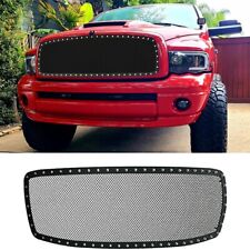 Black Mesh Grille For 02-05 Dodge Ram Rivet Main Upper Stainless Steel Grill 03 picture