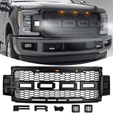 Grill For 2017 2018 2019 Ford F250 F350 F450 Super Duty Black Grille Side Lights picture