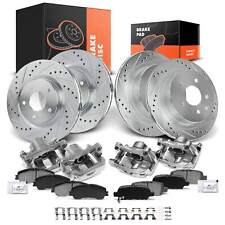 Front & Rear Drilled Brake Rotors & Brake Pads+Brake Calipers for Nissan Rogue picture