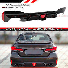 For 17-22 BMW G30 5 Series M5 CS Style Gloss Blk Rear Bumper Diffuser W/ Red LED picture