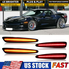 For 05-2013 Chevy Corvette C6 Smoked Front Rear LED Side Marker Lights Amber+Red picture