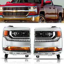 A Pair HID/Xenon Headlights Fit 2016-2019 Chevrolet Silverado 1500 W/LED DRL picture
