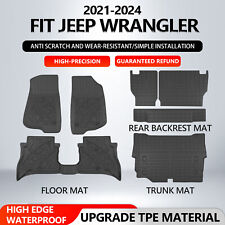 For 2021-2024 Jeep Wrangler JL 4XE 4 Door Floor Mats Backrest Mats Cargo Liners picture