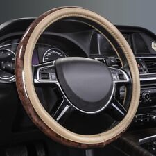 CAR PASS Wood Grain Microfiber Leather Steering Wheel Cover Universal Fit New picture
