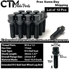 10x Black 14x1.5 Ball Seat Extend Lug Bolts 40mm Shank Fit Mercedes Stock Rims picture