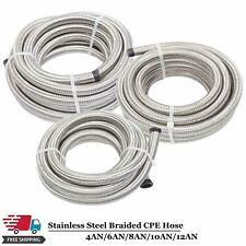 4AN/6AN/8AN/10AN/12AN Fuel/Oil/Gas Hose Line Stainless Steel Braided Silver -AN picture