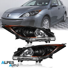 Pair Headlights Assembly For 2010-2013 Mazda 3 Sport w/ Black Housing Clear Lens picture
