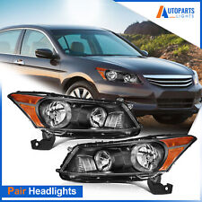Headlights Assembly For 2008-2012 Honda Accord Sedan 4-Door Pair Black Headlamp picture