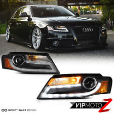 For 09-12 Audi A4 B8 [Infinity Black] Projector Headlight DRL LED Light Bar Euro picture