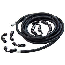 AN6 5M Stainless Steel Braided Oil Fuel Line+ Fitting Hose End Adapter Black picture