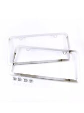 2PCS SLIM CHROME STAINLESS STEEL LICENSE PLATE FRAME SCREW CAP /SLIM 2 HOLE CF-2 picture