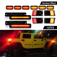 For 2003-09 Hummer H2 LED Roof Cab Side Marker Lamps Smoked Running Lights Kit R picture