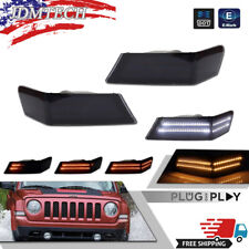 Smoke Switchback LED DRL Turn Signal Light Front Pair Set for 07-14 Jeep Patriot picture