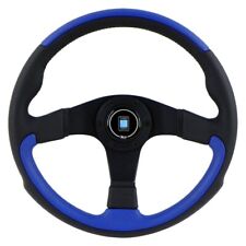 NARDI Steering Wheel Leader Black Blue Leather Black Spokes 350mm picture