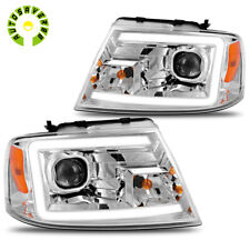 LED DRL Tube Headlights for 2004-2008 Ford F150 Pickup Projector Clear Headlamps picture