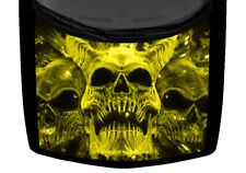 Three Horned Demon Skulls Truck Car Graphic Hood Wrap Vinyl Decal Deep Yellow picture