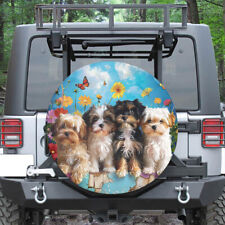 Yorkshire Terrier Spare Tire Cover Dog Flower Butterfly Wheel Cover Gift Dog Mom picture