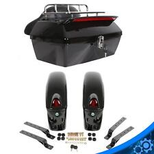 NEW Motorcycle Hard Saddle Bags +Tour Pack Trunk W/ Tail Light For Harley Yamaha picture