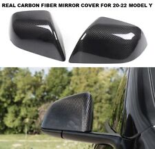 Real Glossy Carbon Fiber Rear View Mirror Cover Cap For Tesla Model Y 2020-2023 picture