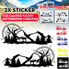 2Pcs Car RV Truck Sticker Compass Tree Mountain Forest Decal Side Body Graphic picture