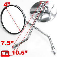 Motorcycle MIRRORS STAINLESS PAIR Round Stock Style Long Stem 10mm  picture