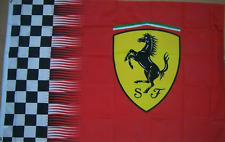FERRARI HALF CHECKERED RED SPORTS CAR FLAG new 3x5ft superior quality USA seller picture