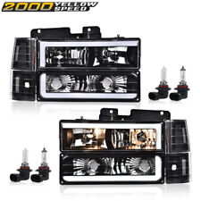 Fit For 94-98 C10 C/K Silverado LED DRL Black Headlights + Bumper Corner Lamps picture
