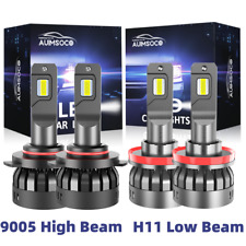 50W Focused LED Headlight Hi/Lo Beams 9005+H11 6500K White 4PCS Bulbs F6-Series picture