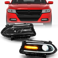 Pair Fit Dodge Charger 2015-2022 Headlights LED DRL Halogen Left+Right Side picture