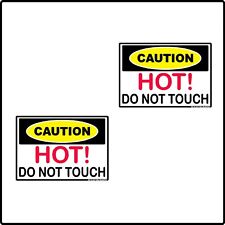 2pk Caution HOT Do Not Touch Hard Hat Burn Warning Safety Label Sticker Decal picture