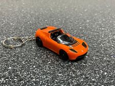 Tesla Roadster Orange Keychain Diecast Car Hot Wheels Matchbox picture