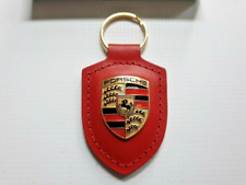 Genuine Porsche Crest Keyring Key Chain Leather Red Color  picture