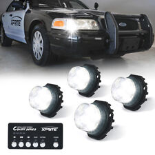 Xprite 4x White LED Strobe Light Kit Light Head Mount Emergency Warning Driving picture