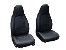 PORSCHE 911 928 944 968 BLACK S.LEATHER CUSTOM MADE FIT FRONT SEAT COVER picture