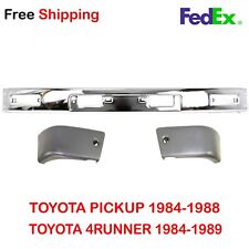 For 1984-1989 Toyota 4Runner Pickup Bumper & Bumper End Front Chrome Steel 3Pc picture