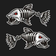 A Pair 3D Skeleton Fish Bone Decal Sticker Fishing Auto Car Truck Boat Window picture