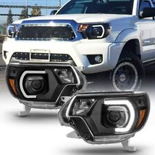 [C-Shape Neon Tube] Black Projector LED Headlights Set for Tacoma 2012-2015 picture